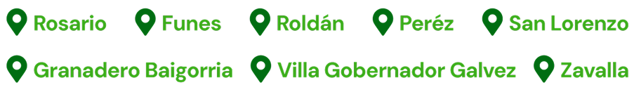 Localidades cubiertas en el sur de Santa Fe